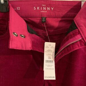 WHTIE HOUSE BLACK MARKET Skinny Ankle Fuchsia Corduroy Pants Size 12